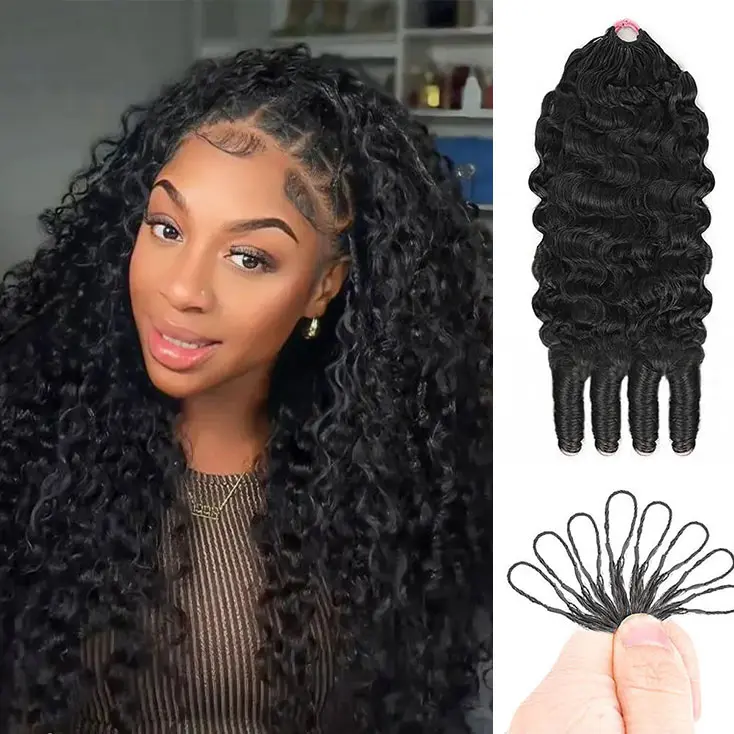 Burmese Curly Crochet Hair For Women Kontless Human Hair Natural Black Feather Crochet Human Hair Bundles Burmese Curly 50g Pre-Separated Reusable Invisible Miracle Knots for Braid Human Hair Extensions Soft Natural Look Lightweight