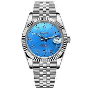 Unisex Datejust Fashion Watch - Blue Arabic Mod Style