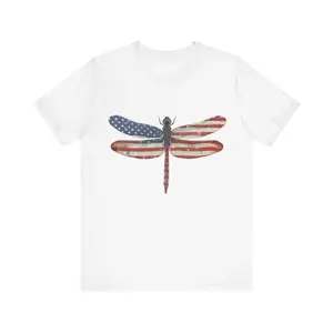 Dragonfly Freedom Classic T-shirt: USA Flag Wings Subdued Patch Design