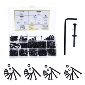 710 count M3 Screw Assortment, M3 Screws and Nuts, Small Metric Hex Socket Button  Screws  and Nuts Kit, Black Machine Screw Assortment Kit with Washers, Bolt and Nut Set for  Printing