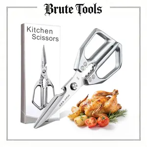 Kitchen Scissors All Purpose -FallFreshness- Stainless Steel Kitchen Shears, Sharp Silver Meat Scissors, Dishwasher Safe, Poultry Shears, Japanese Cooking Scissors for Food, Chicken Bones, and Turkey, Christmas Gift!