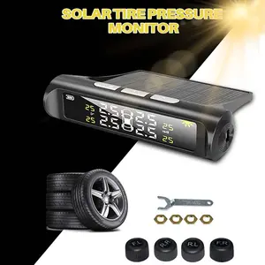 Car Tire Pressure Monitoring System, TPMS Tire Pressure Monitor, Solar Waterproof TPMS Sensors, Set of 4 Wireless LCD Displays, Real-Time Detection, Car Accessories, Car Parts