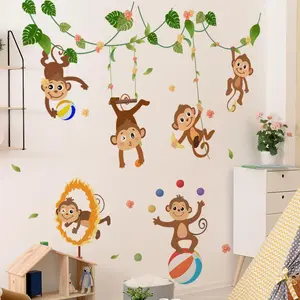Monkey Pattern Wall Sticker, Self Adhesive Wall Decal, Removable Wall Art for Home Bedroom Living Room Decor, Funny Stickers