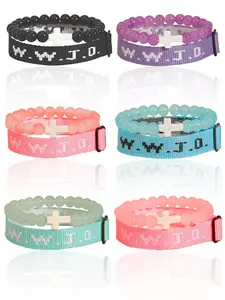 Letter Design Beaded Bracelet, Cross Charm Bracelet for Women & Men, Fashion Jewelry for Party, Daily Clothing Decor, Trendy Exquisite Jewelry for Gift