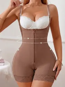 Firm Tummy Control Shapewear Bodysuit for Women, Colombian Shapewear Fajas with Front Zipper, Butt Lifter Body Shaper, Tummy Control Waist, Open Bust High Compression Shaperwear with Open Crotch Design, Suitable For Various Occasions
