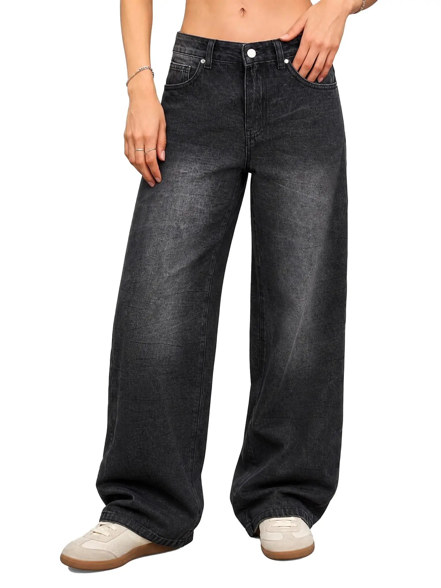 EMMIOL Baggy Jeans for Women High Waisted Womens Wide Leg Jeans Plus Size | Y2K Boyfriends Denim Pants, Casual Loose Wide Leg Jeans, Straight Leg, High Waist, 90s Vintage Baggy Pants with Pockets
