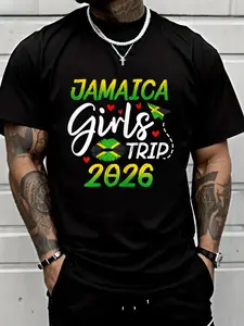 Jamaica Girls Trip 2026 Tee - 100% Short Sleeve Crew Neck Casual Shirt Suitable For All Seasons Men’S Apparel