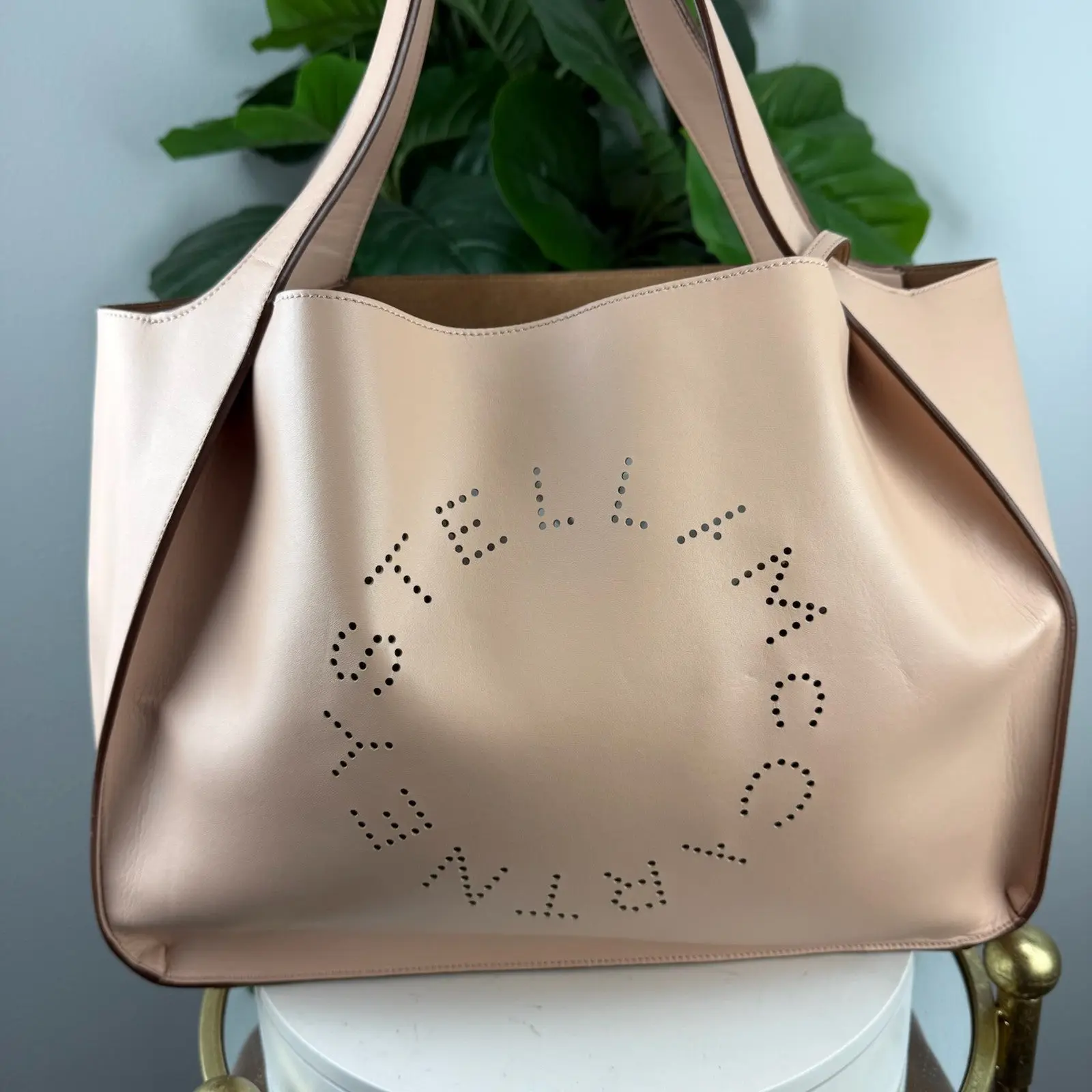Pre-owned leather Shoulder Bags Authentic Stella McCartney Oversized Perforated Vegan Good Tote Bag Pre Loved Shoulder Bag for Women