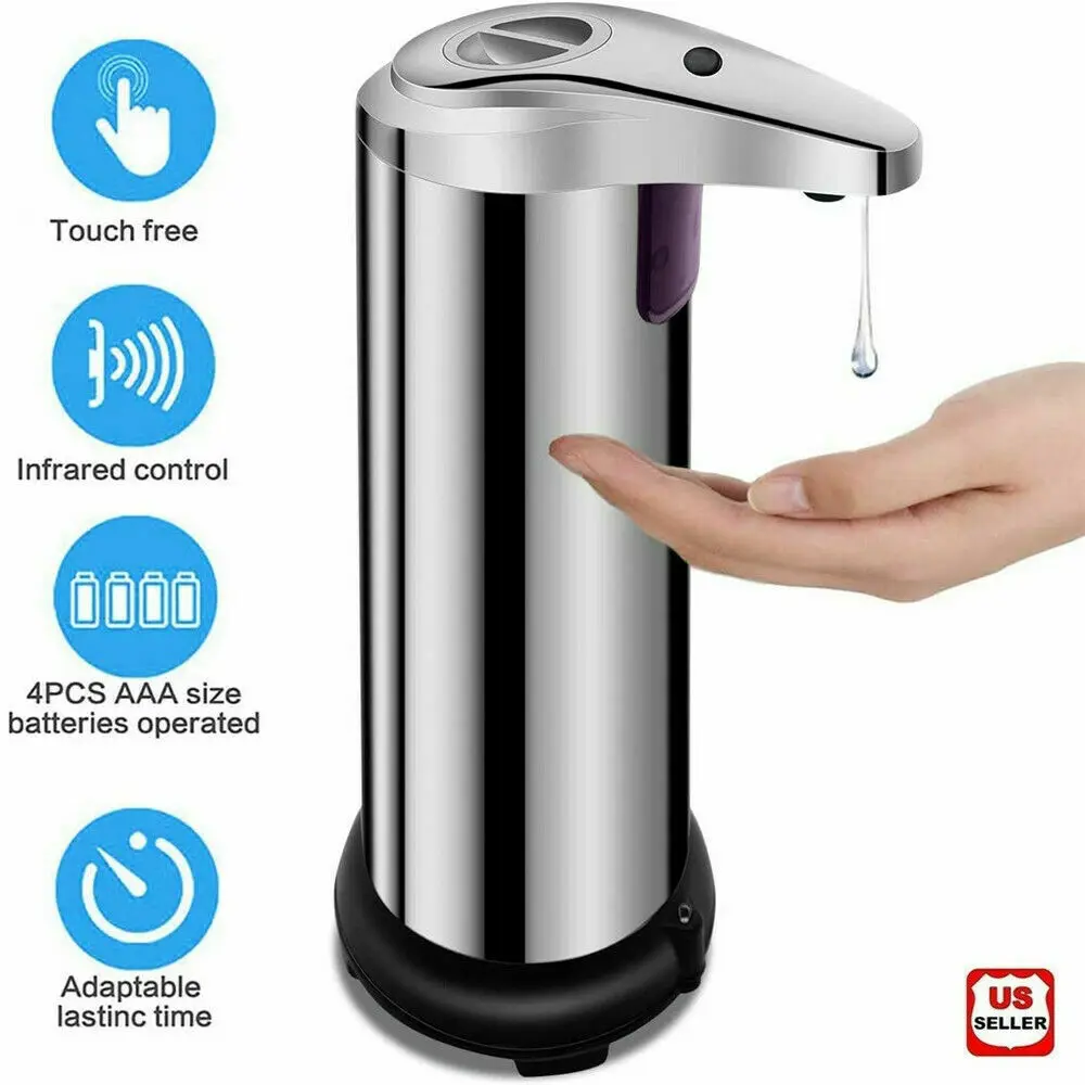 250Ml Stainless Auto Handsfree Sensor Touchless Soap Dispenser Kitchen Bathroom