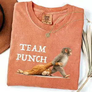 Comfort Colors Team Punch Baby Monkey Punch Shirt Tee, Animal Lover Gift, Cute Monkey T-Shirt, Team Punch, Wildlife Shirt, Cozy Graphic Tee