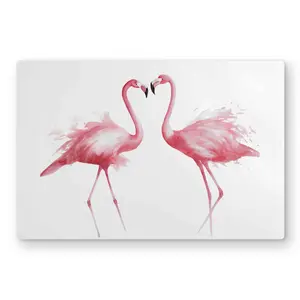 212 MAIN Romantic Metal Print Wall Art - 12x18 in. 2 Pink Flamingo Watercolor Photo - Nature Tropical Artwork for Room Home Decor, Artistic, Decoration