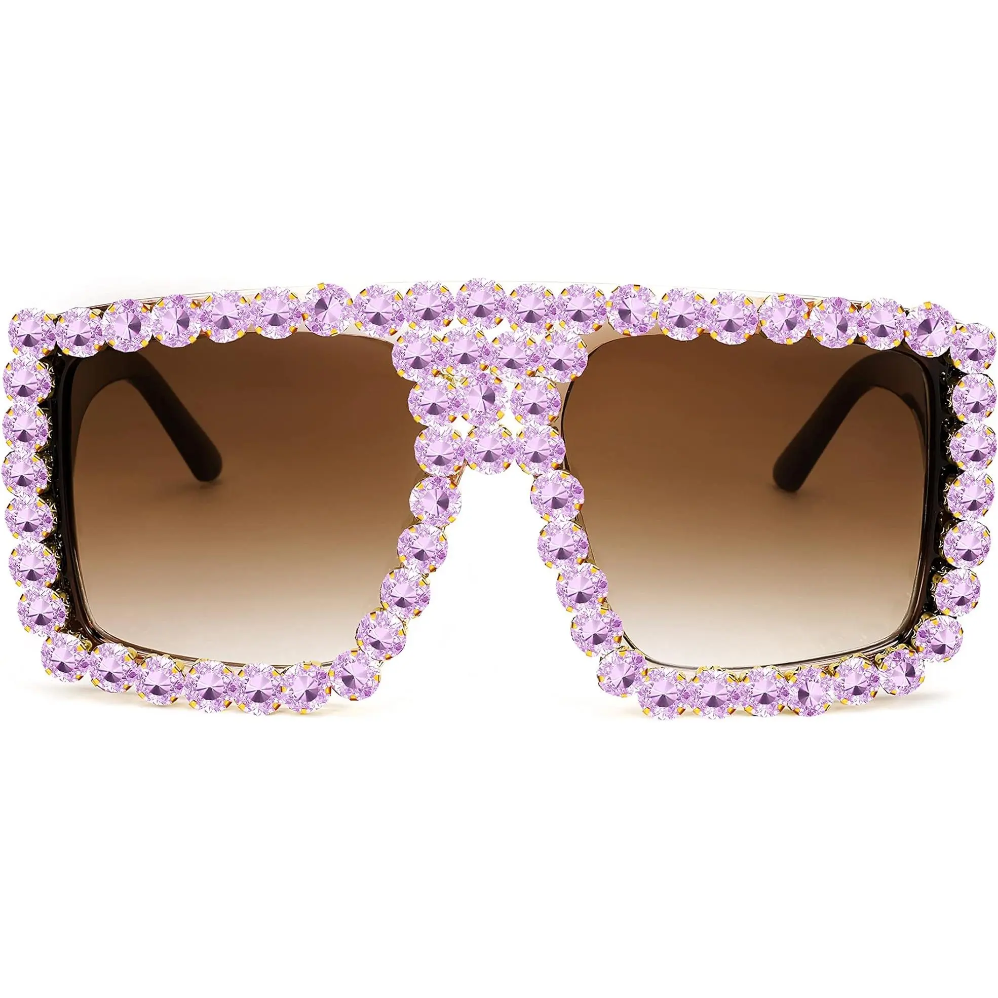 FEISEDY Square Diamond Sunglasses for Women Retro Fashion Shiny Rhinestone Sun Glasses B2916