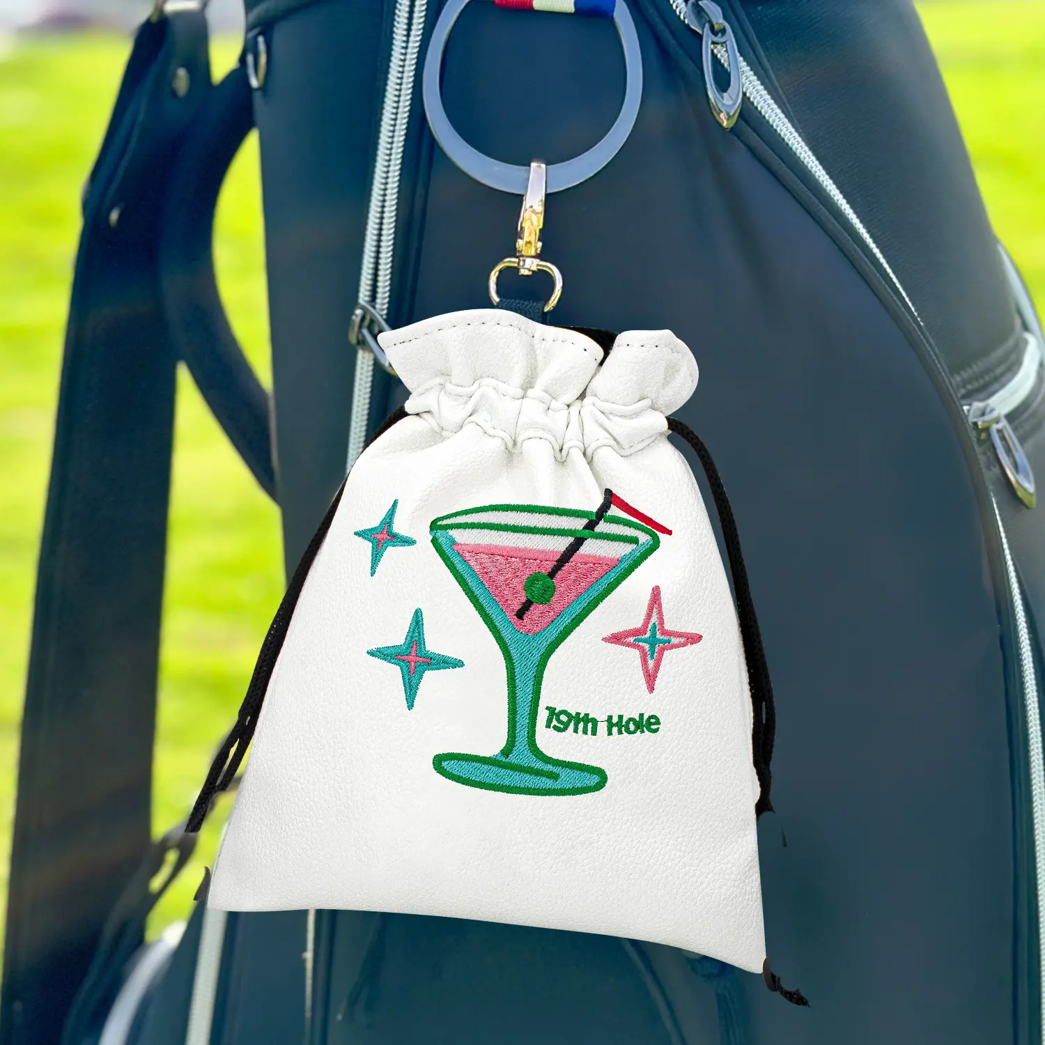 Stylish Golf Ball Pouch with Portable Drawstring Bag, Exquisite Fruit Juice Embroidery, Durable Golf Accessory for Men and Women, Golf Gift
