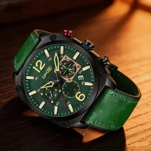 Men's Business Fashion Round Dial Quartz Watch 2026 New Casual Genuine Leather Strap Wristwatch The Perfect Gift for Men Comes with Gift Box