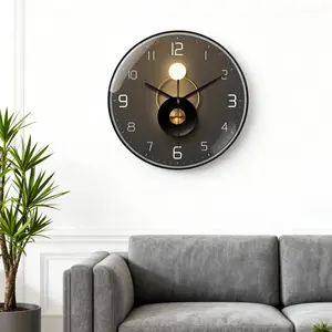Creative Round Wall Clock Led Wall Clocks Illuminated Accent Modern Artistic Design For Living Room Bedroom Office Decor Loudspeaker Mute Clock