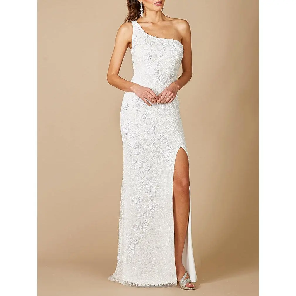 Lara Fleur One Shoulder Floral Beaded Wedding Gown | 51081