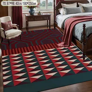 Velvet Soft Luxury Indoor Nordic Velvet Carpet, Geometric Pattern, Comfortable, Suitable for Living Room Bedroom Office