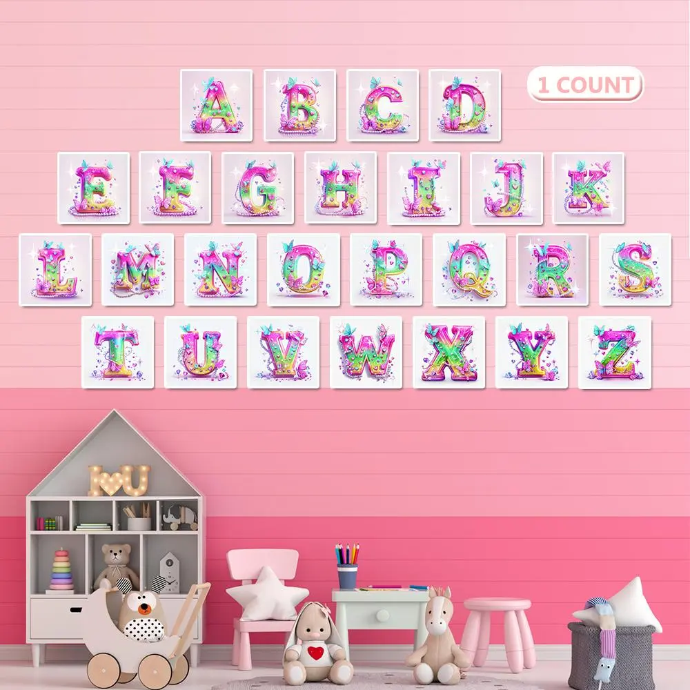 Alphabet & Butterfly Pattern DIY Crafts Diamond Arts Colorful Painting Kit, 5D Diamond Arts Colorful Painting for Bedroom Home Wall Decor, Diamond Painting Kits