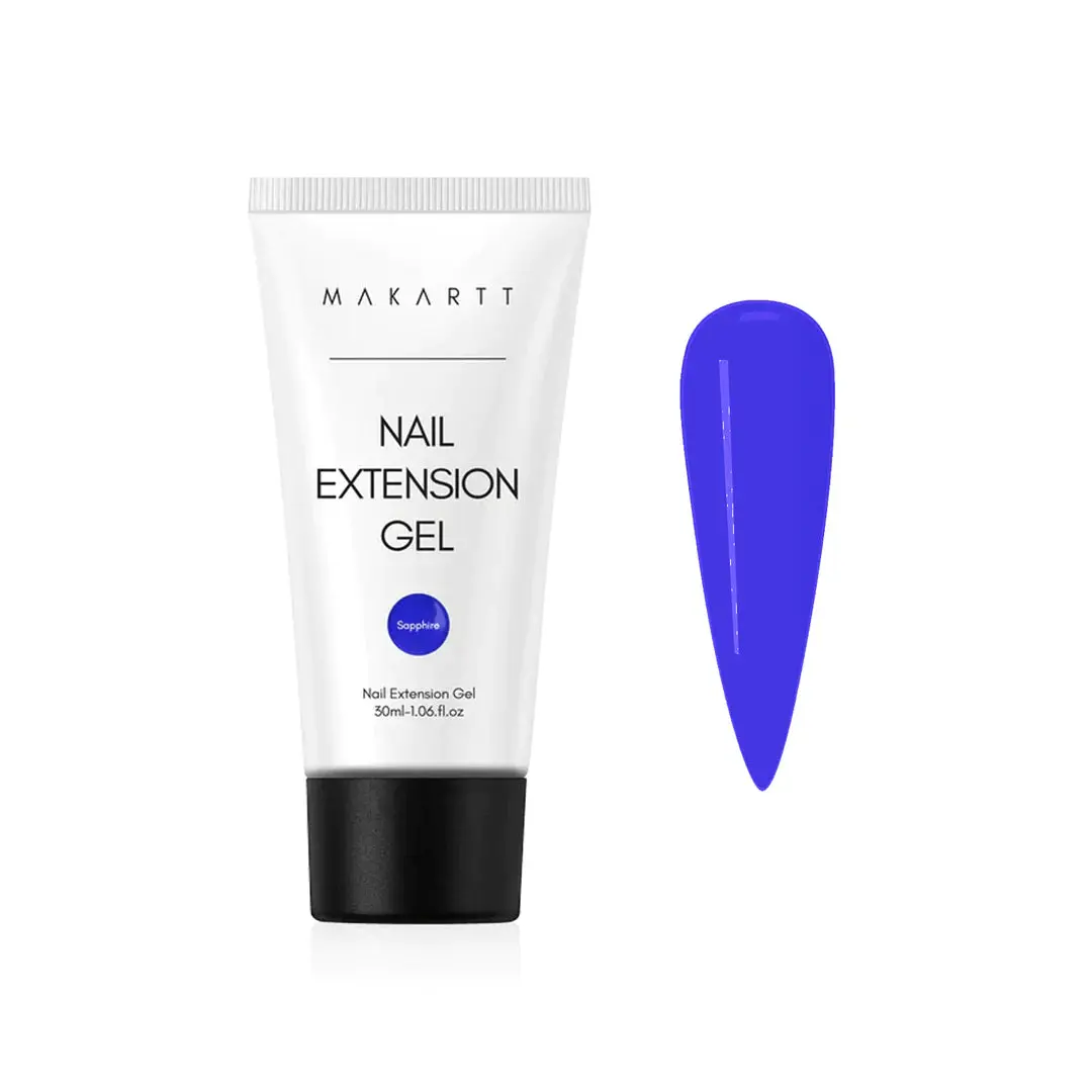 Nail Extension Gel Kit with Olea Europaea Fruit Oil, Sapphire Blue Poly Gel (30ml) and Nail Care Oil (10g) for Manicures, Manicure