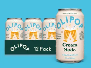 OLIPOP Cream Soda Prebiotic Drink – Low Sugar Vanilla Cream Soda (Pack of 12)