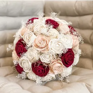 Burgundy, Ivory & Pink Blush Bridal Bouquet Wedding