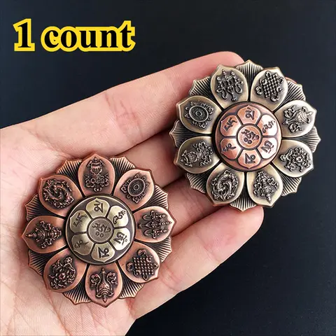 Random Color Lotus Wheel Design Bronze Fingertip Spinner, 1 Piece Pressure Release Rotation Party Event Toy, Craft Stable Structure Finger Spinner