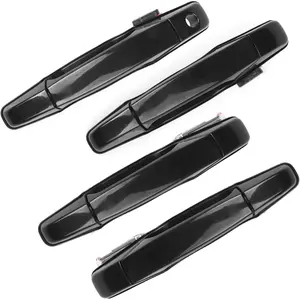 Exterior Black Outside Door Handle 4PCS Front Rear Driver & Passenger fits 2007-2014 Cadillac Escalade Chevy Avalanche Silverado Suburban GMC Sierra Yukon# 20828258 22738721 25960525 22738722