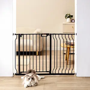 VEVOR Baby Gate, 29.5"-46.4" Extra Wide, 30" High, Dog Gate for Stairs Doorways and House, Easy Step Walk Thru Auto Close Child Gate Pet Security Gate with Pressure Mount Kit and Wall Mount Kit, Black