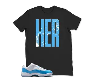 11 UNC University Blue White Low 2026 T Shirt Match Dripping HER, Jd 11 Low University Blue Matching Sneaker