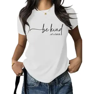 Be Kind Graphic Tee | Women’s White Fitted Cotton T-Shirt | Minimalist Cursive Design