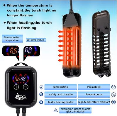 AQQA Submersible Aquarium Heater, Fish Tank Heater,External Temperature Controller LED Temperature Display,Suitable for Saltwater and Freshwater