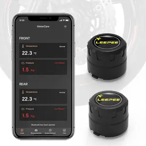Motorcycle Tire Pressure Monitoring System, Tire Pressure and Temperature Alarm, Motorcycle TPMS with 2 External Sensors, iOS and Android