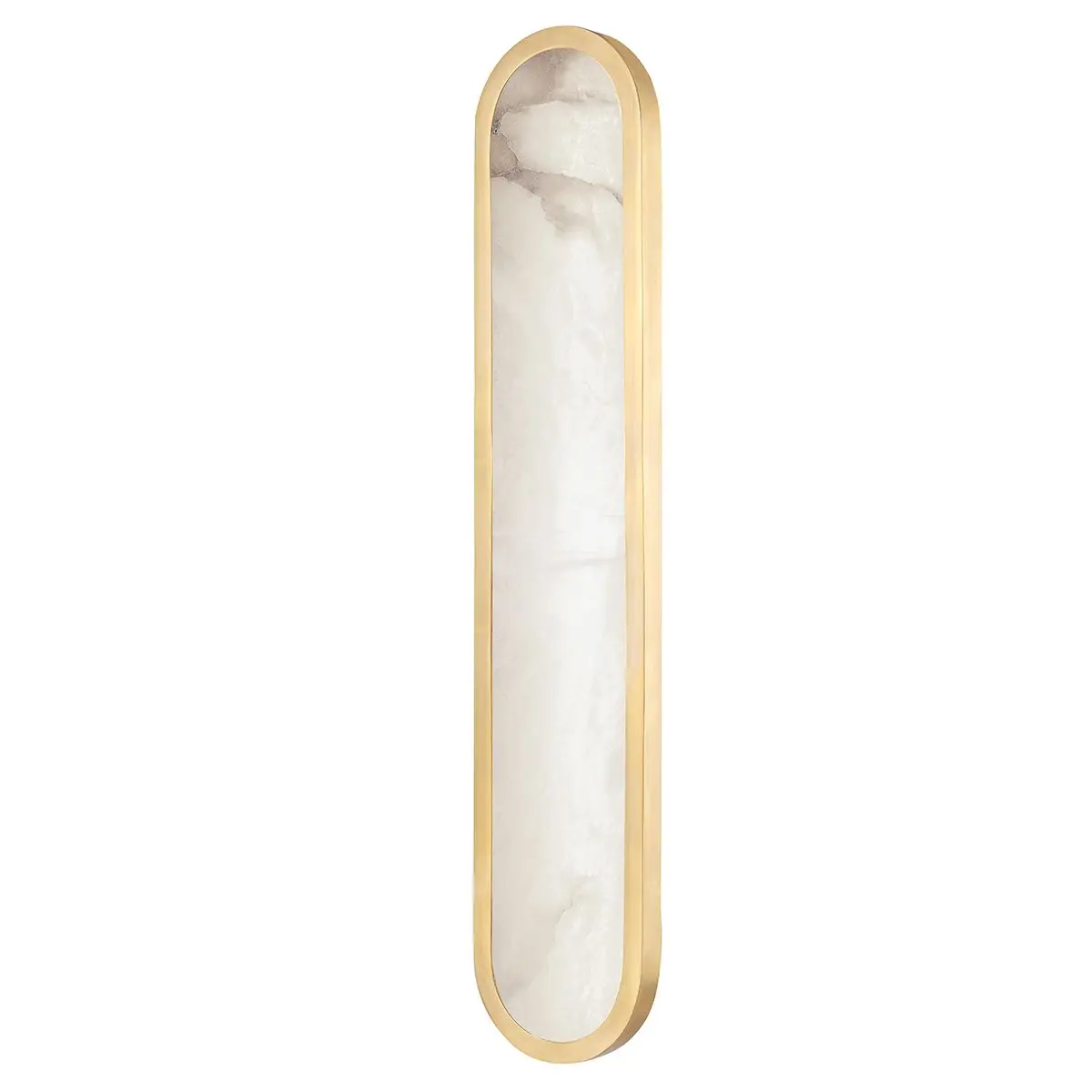 Large Manhasset Sconce - Sleek LED Wall Lighting with Spanish Alabaster Diffuser in Aged Brass or Polished Nickel