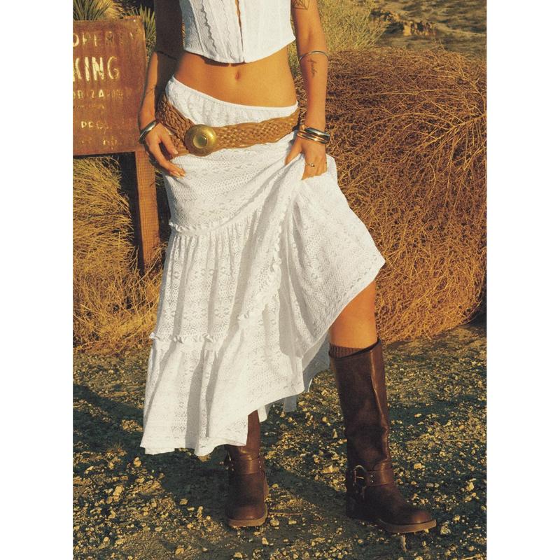 Buttacupe Lace Maxi Skirt White