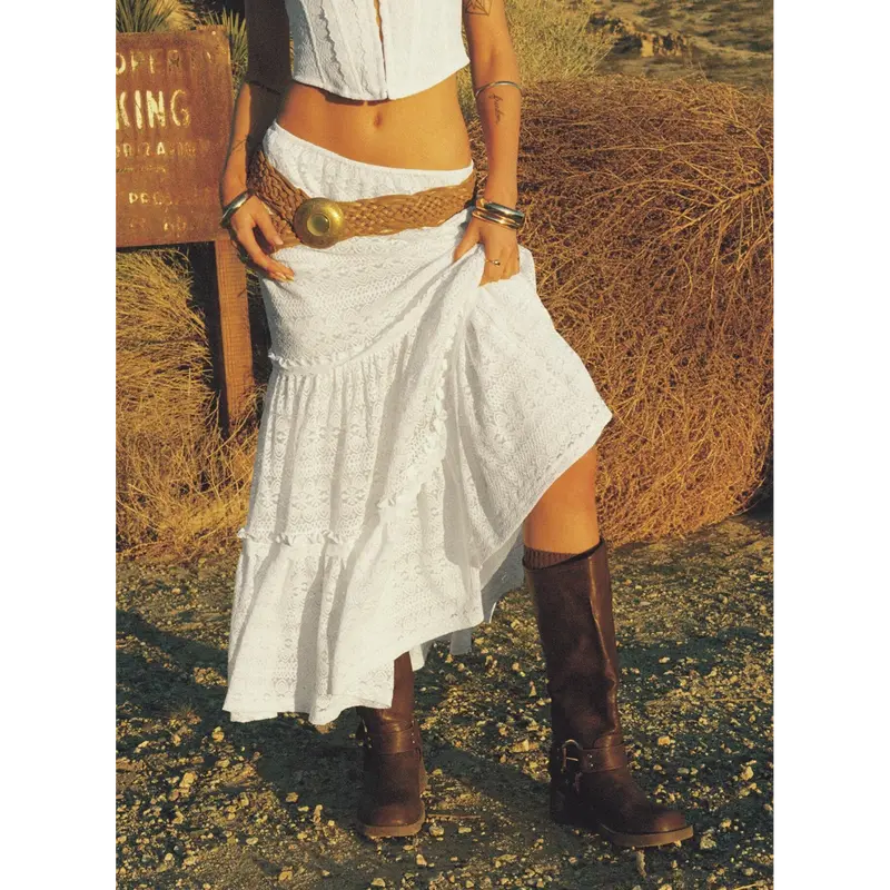 Buttacupe Lace Maxi Skirt White