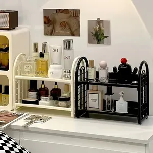 Double-layer desktop storage rack, specially designed for sorting out home bedroom cosmetics, suitable for dormitories, and can also be used as a small multi-functional storage solution for bedrooms