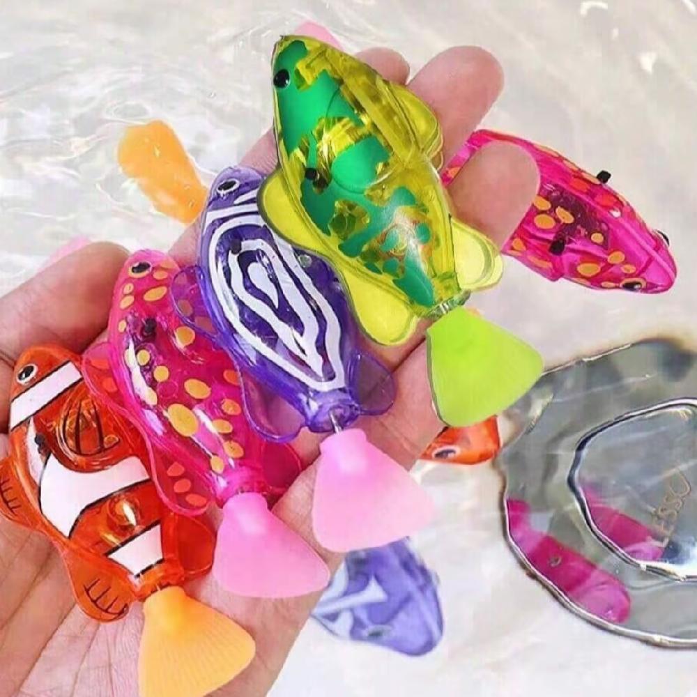 Children Electronic Fish Summer Bath Toy, Pet Swimming Machine Fish with LED Light, Sensory Fun Water Pool Bathtub Plaything Gift