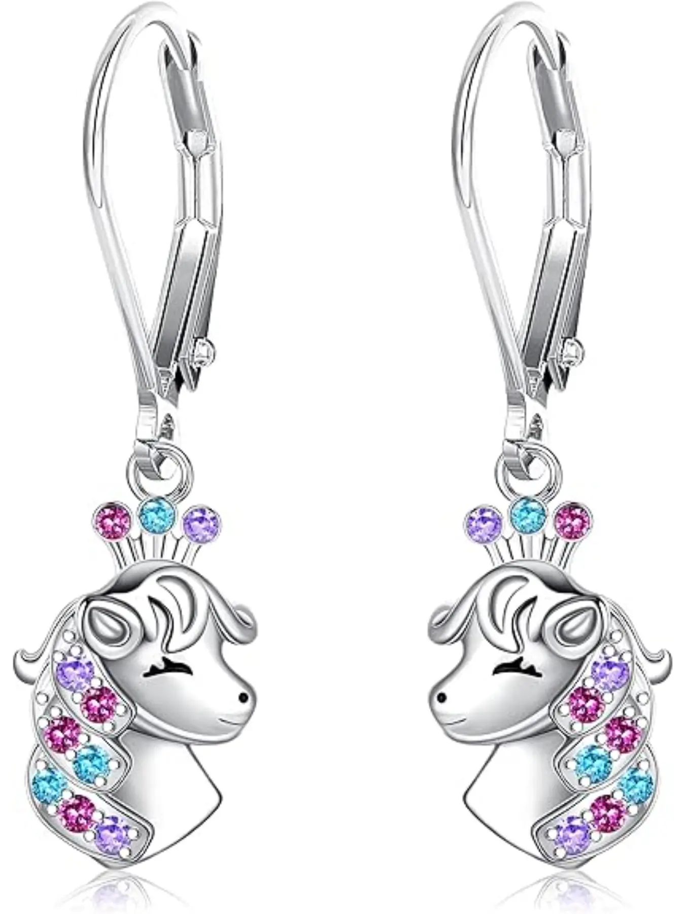 Happy Horse Hoop Earrings for Women Girls Dangle Cute Horse Earrings Hanging for Horse Lovers Hypoallergenic Silver Jewellery Birthday Gift