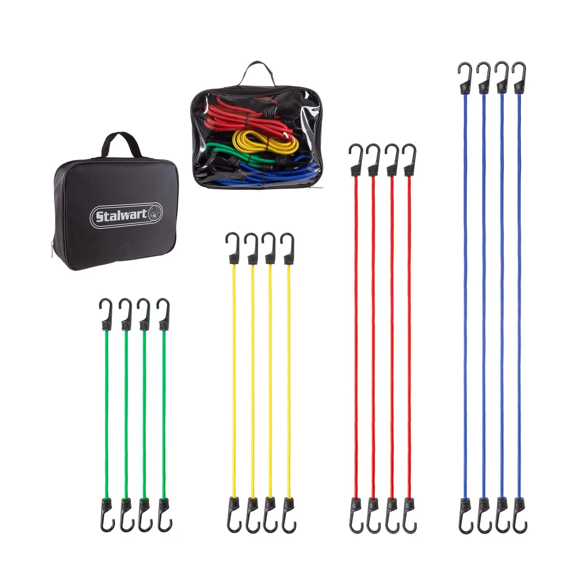 Stalwart 16 Piece Bungee Cord Set Assortment of4 Sizes Stalwart 16 Piece Bungee Cord Set Assortment of4 Sizes