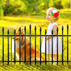 Metal Garden Fence Panels 26" H x 24" W (5 Panels, 10 Ft Total) No Digging Decorative Garden Border Fence, Rust-Resistant Black Landscape Edging for Flower Beds, Yard, Patio