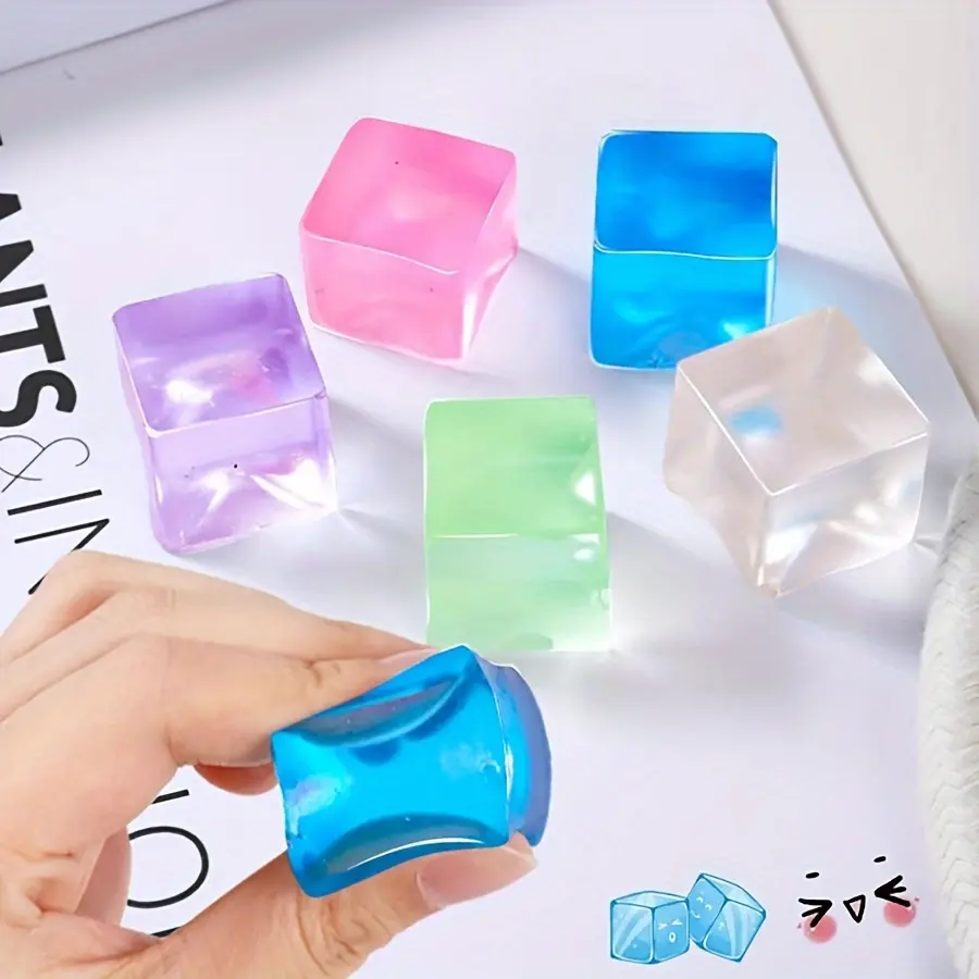 105 Colorful Squishy Ice Cube Stress Relief Toys, Bulk Sensory Cubes for Autistic Children, Classroom Prizes & Kids' Birthday Gifts for Sensory Play