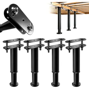 Adjustable Height Bed Support ,4PCS,7.3-12in, Heavy Duty Metal Center Bed Frame Support with Rubber Non-Slip Base, Furniture  Replacement for Sofa, Table, Cabinet, Dresser (7.3IN-12IN)