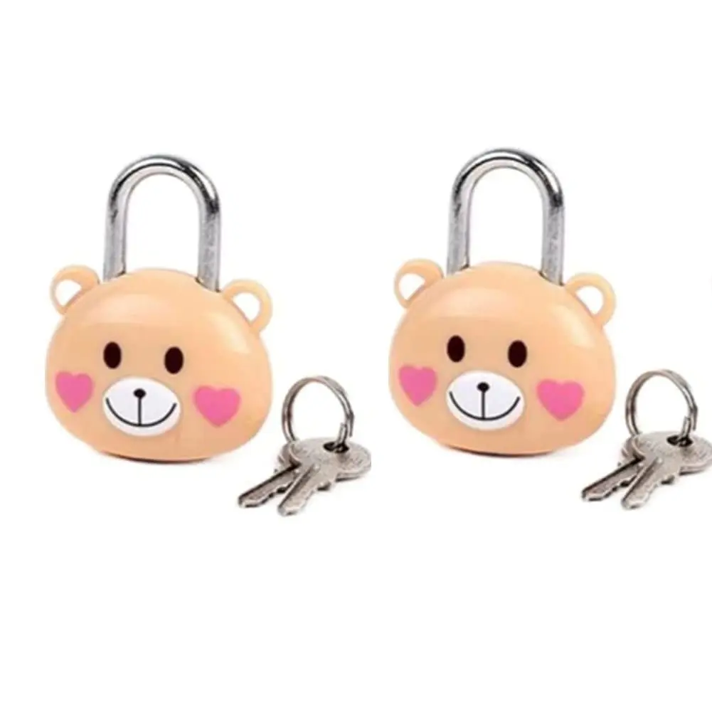 2-Pack Compact Rust-Resistant Cute Bear Box Lock with Keys, 2x1.5x2 Inches Security Padlock for Suitcases & Lockers, 2-Pack for Sharing & Gifting to Friends (Brown)