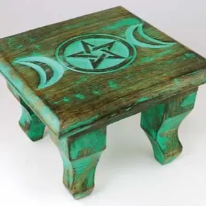 Green Antiquated Triple Moon Altar Table