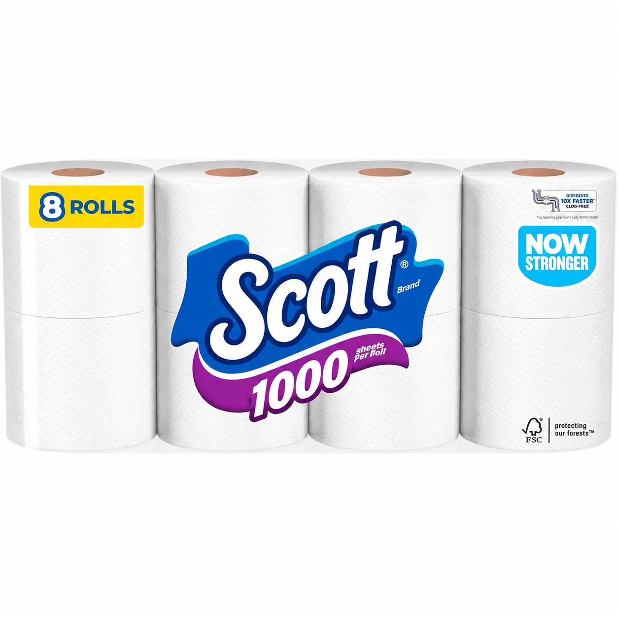 8 Rolls 1-Ply Septic-Safe Toilet Paper, 1000 Sheets Home Care Toilet Tissue