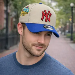 New Era New York Yankees 9FORTY Hat – Cream Top Blue Visor, Iconic Red Logo, MLB Collector Streetwear Cap