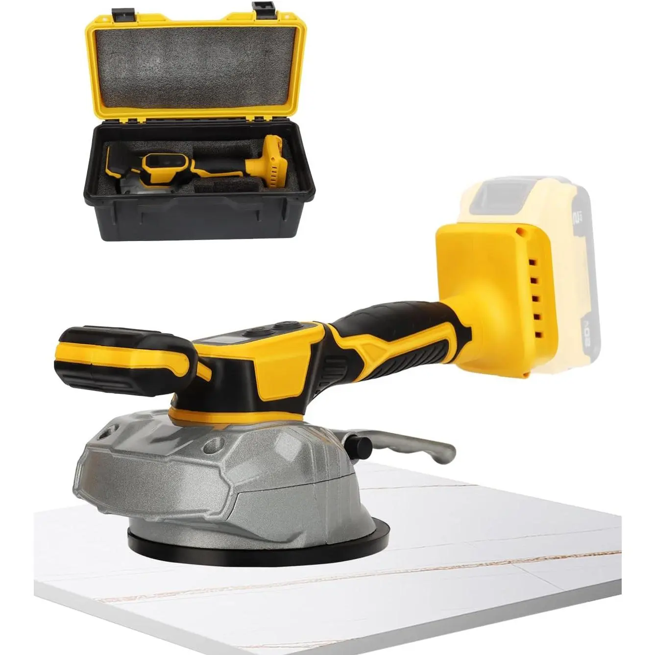 Tile Vibration Leveling Machine for  20V , Cordless Tile Vibration Machine Installation Tool 150W Tiler Vibrator Tool with 8 Speed, Suction Cup, Digital Display for Floor Tile(Tool Only)