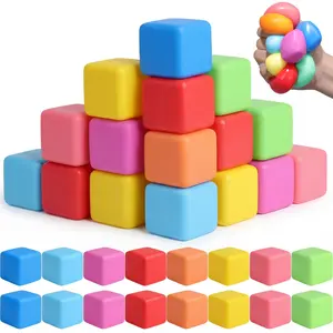 Fun Stress Relief Slow Rise Pressure Cube, Anxiety Soothing Dough Ball, Soft Plush Toy, Stretchy Classroom Prize, Party Gift for Kids and Adults