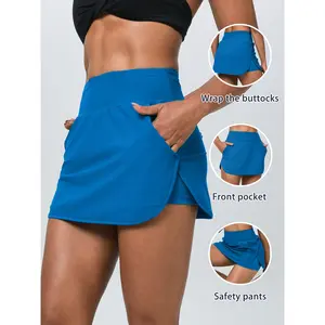 STANDARD GOODS Women's High Waist Tennis Skirt Pants - Quick Dry Breathable Stretch Sports Shorts with Pockets, Yoga Running Fitness Tight Skirt, Machine Washable All-Season Sportswear, Modern Casual Wear, High Elasticity Fabric, Exclusive for Fitness Ent