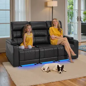 MCombo Power Reclining Sofa, Home Theater Seating, Faux leather HTS564